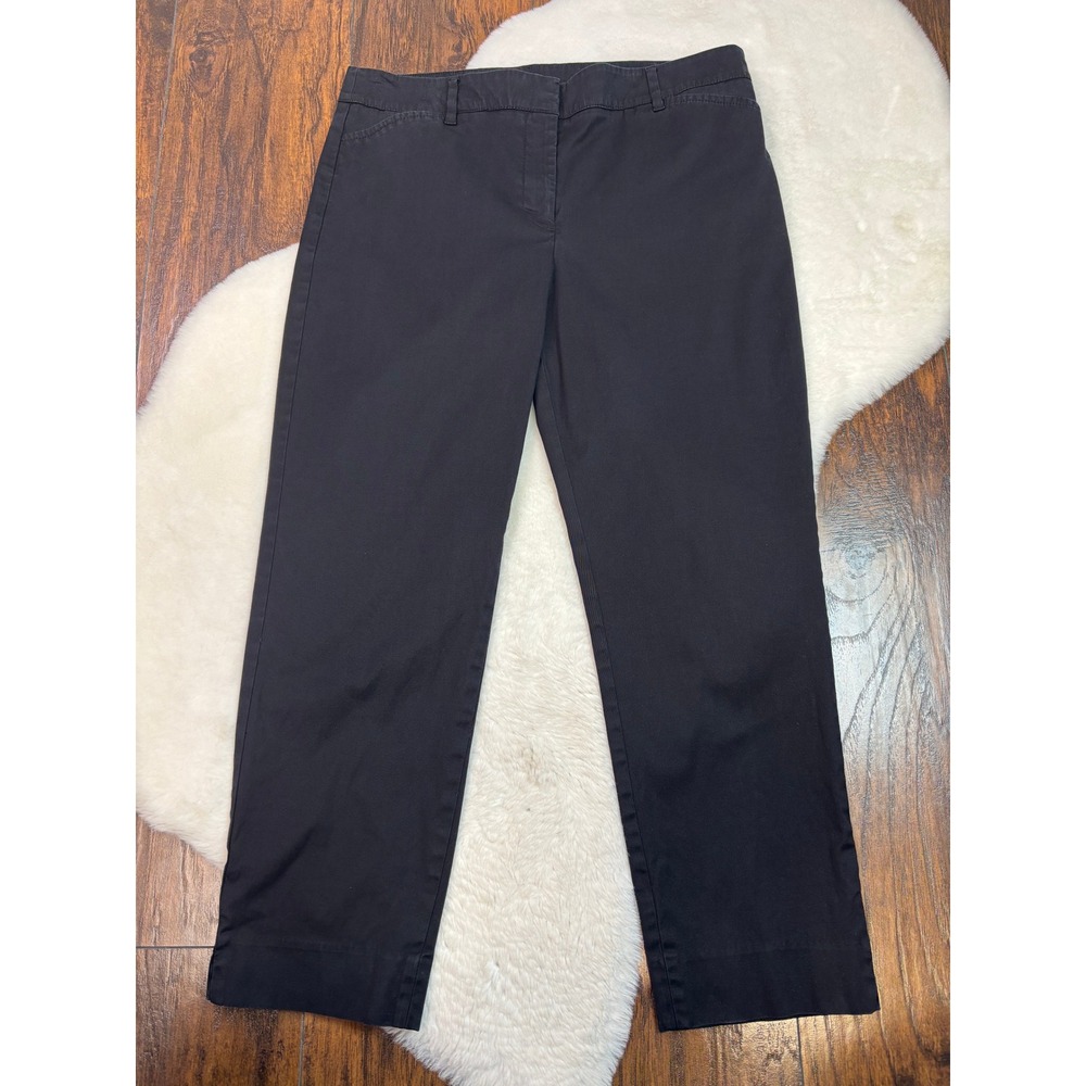 Talbots Perfect Crop Chino Pants 8 Black Stretch Cotton Blend Casual Women